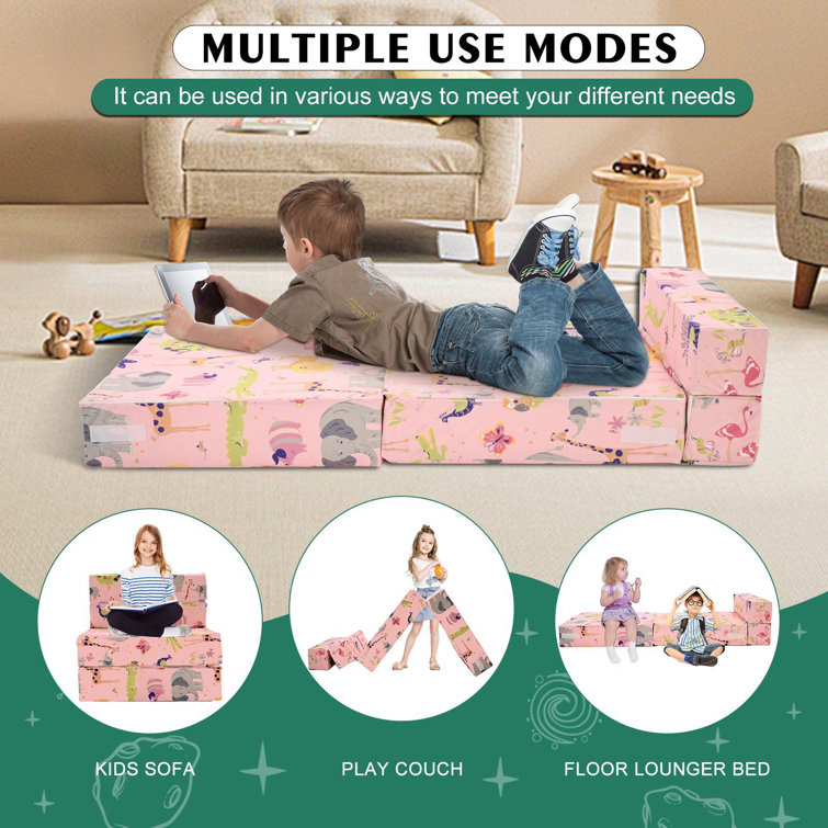 Kids fold deals up couch